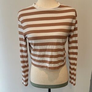 A New Day Brown and White Striped Long Sleeve Top